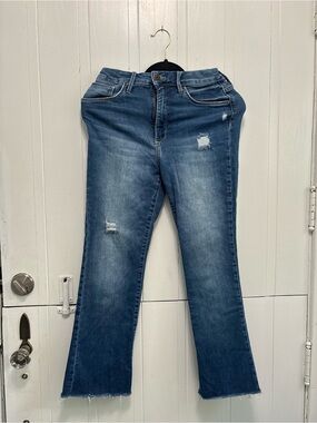 Whetherly Mid Blue Distressed Flare Jeans